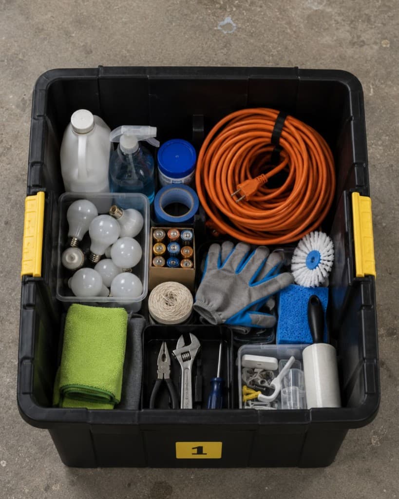 Stored extension cord shown as photo proof for garage inventory